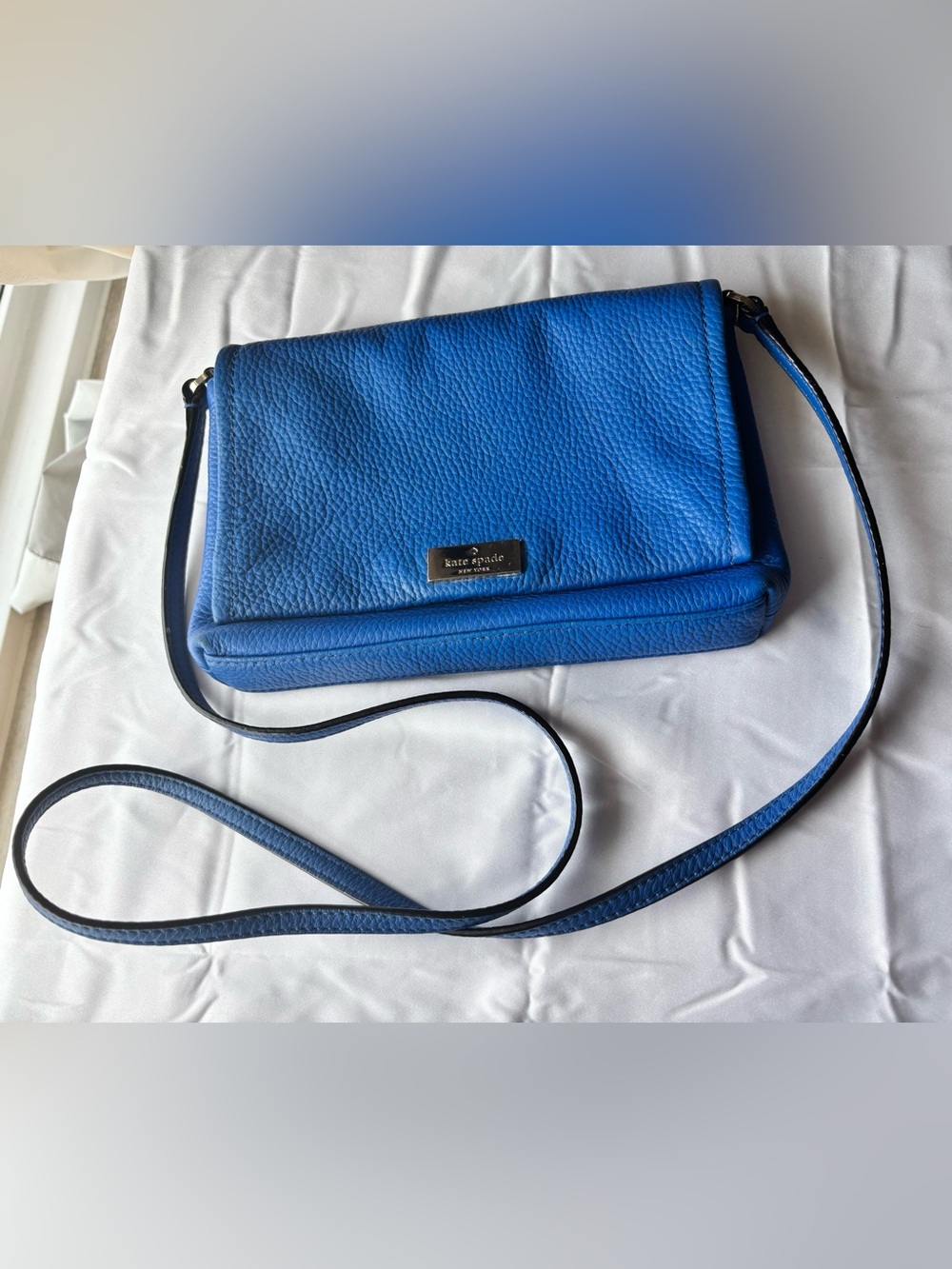 kate spade Blue Pebbled Leather Crossbody Bag with Strap